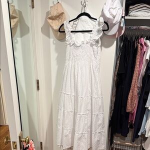 Hill House White Ruffle Strap Maxi Dress